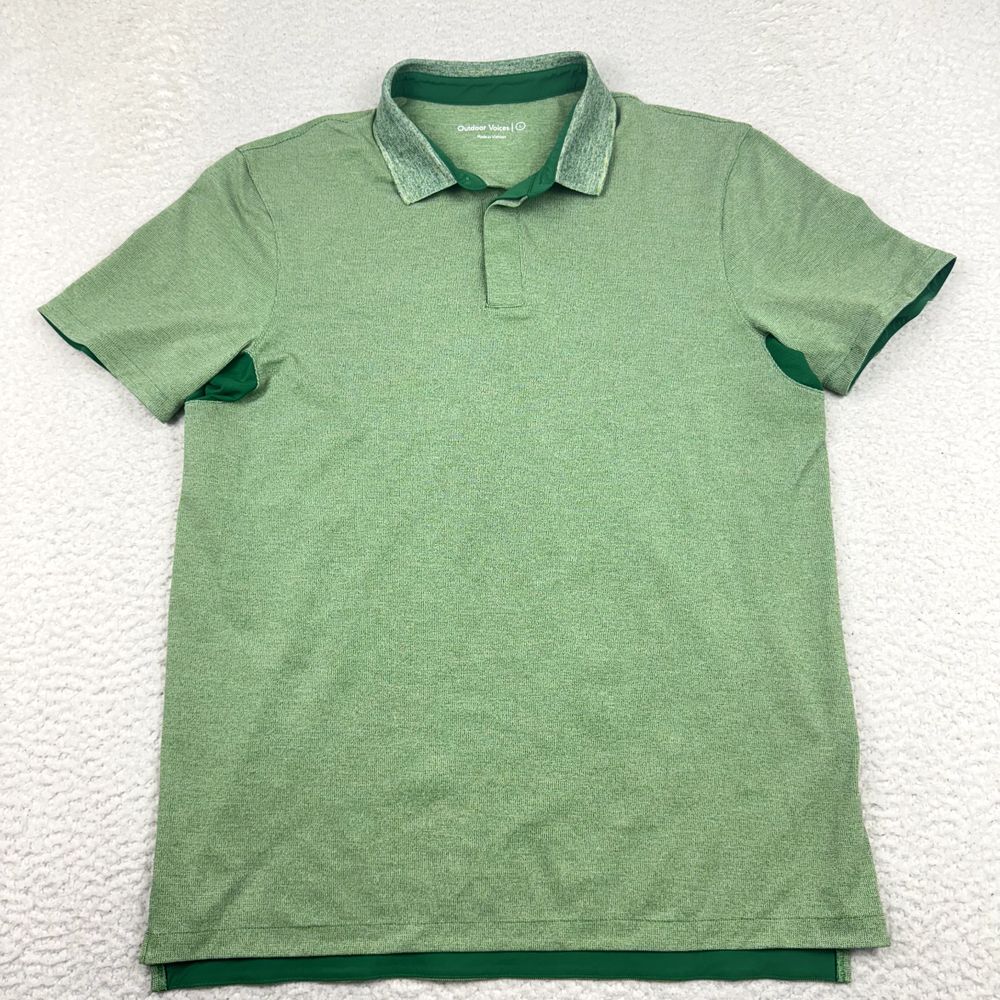 Outdoor Voices Polo Mens Large Green Short Sleeve Knit Performance Golf Shirt